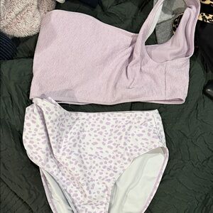 SHEIN Lilac Textured One Piece Swimsuit